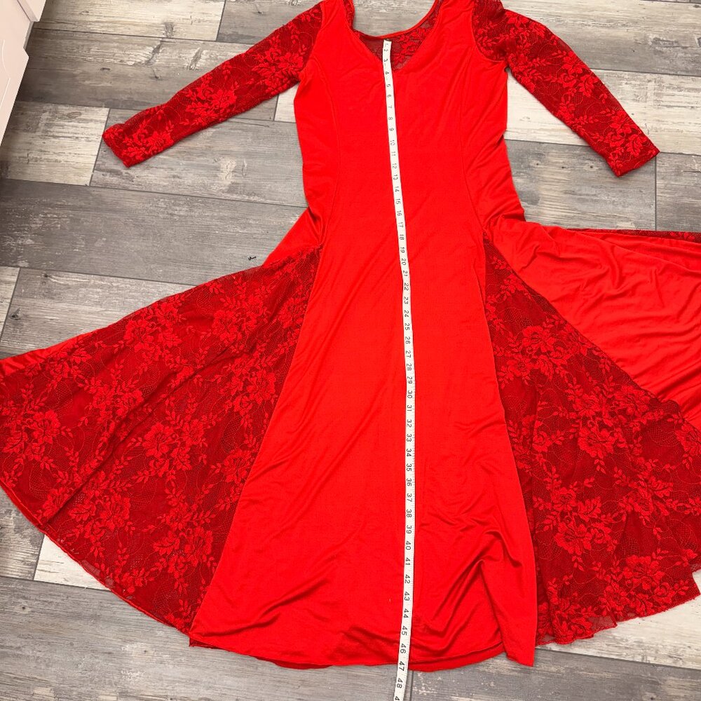 Valentine Red Dance America? (No Tags) Sz M-L Smooth Ballroom Dress - Picture 9 of 10